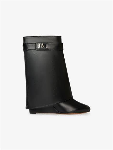 givenchy leather shark-lock ankle bootie burgundy|givenchy shark lock inspired boots.